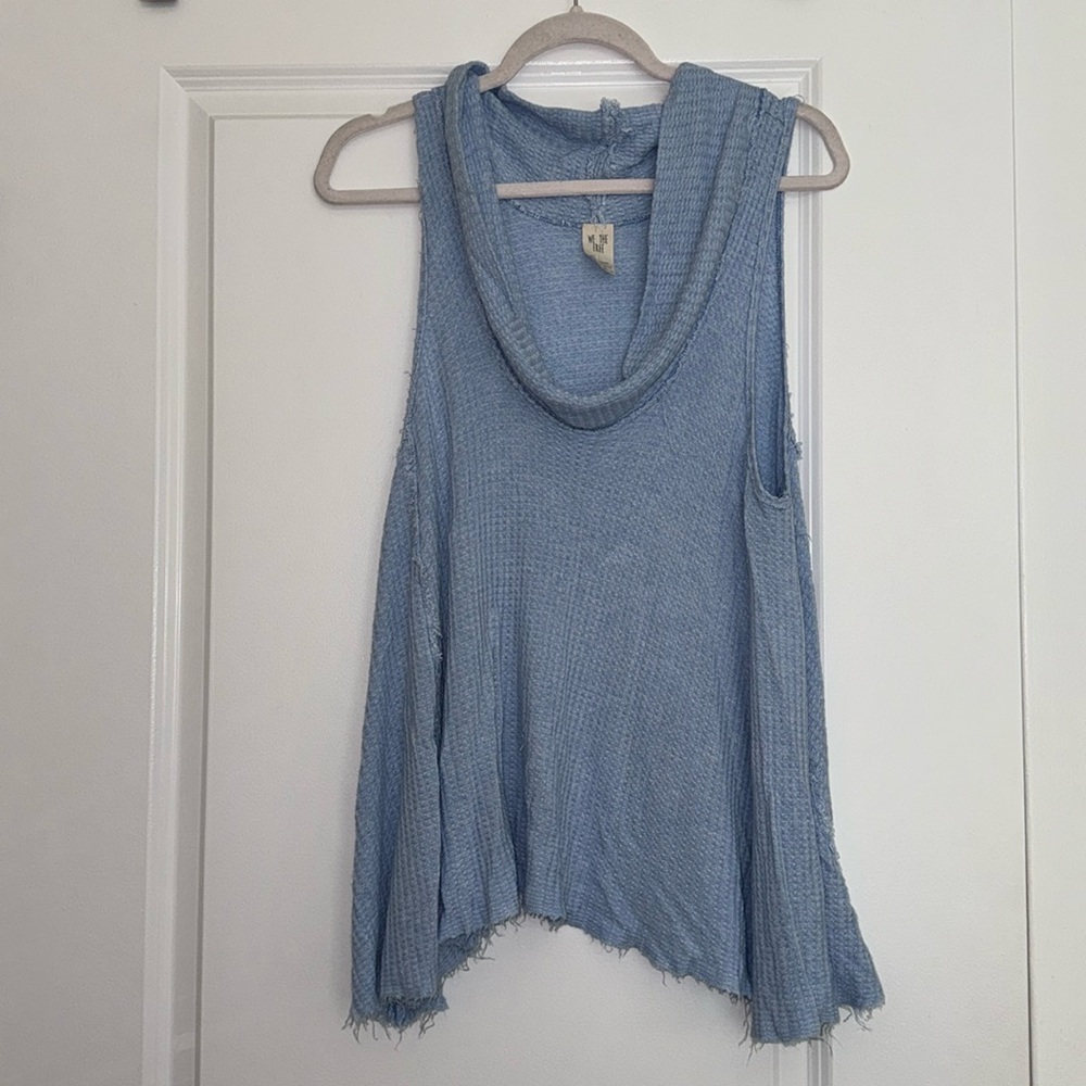 Blue Cow-neck tank top